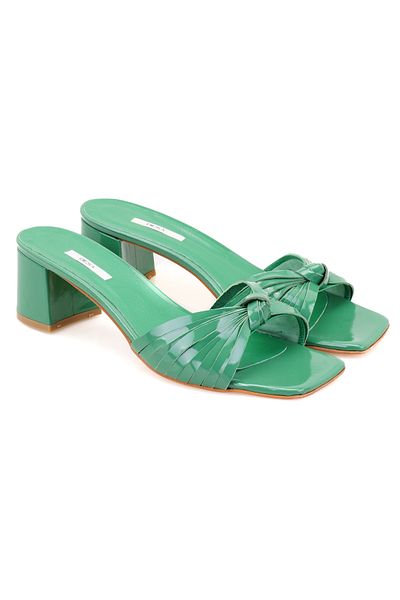 Desa Women's Green Patent Leather Slippers