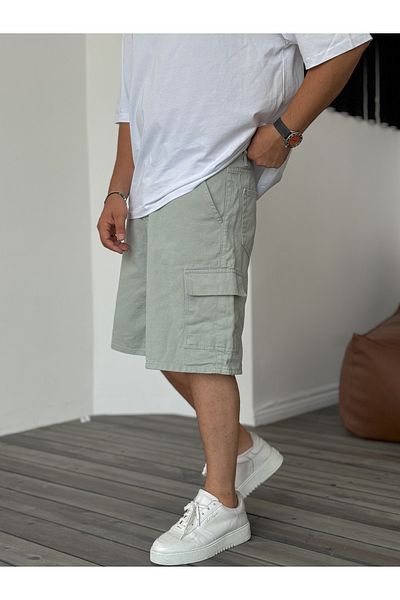 BYBASICMAN Mint Green Cargo Shorts - Ke-554/532