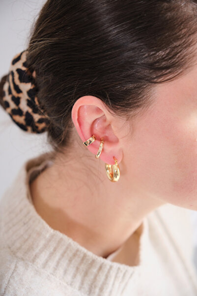 AURRARİ Kadın Gold Renk 2'li Cuff (Kıkırdak Küpe)