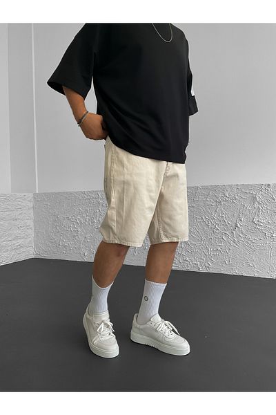 BYBASICMAN Beige Basic Denim Shorts Ke-500