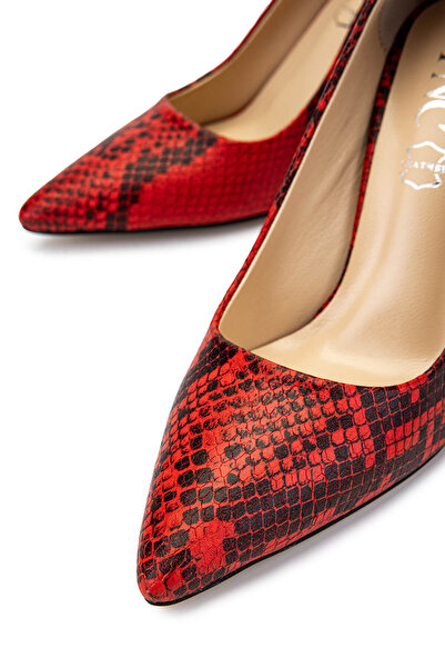 Tamer Tanca Kadın Hakiki Deri Kırmızı Topuklu Ayakkabı