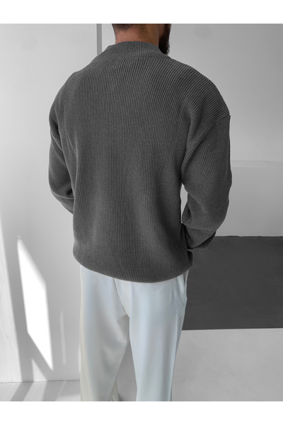 BUPPO Сірий трикотаж Салоніки Тканина Напівзастібка-блискавка Светр