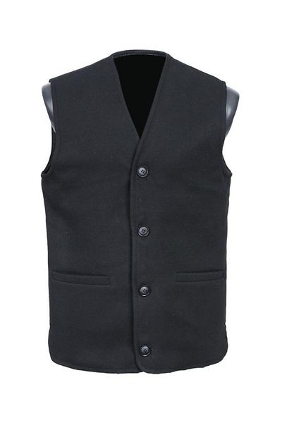 Sanalbolluk V-Neck Stamp Fabric Buttoned Men's Vest Black Color