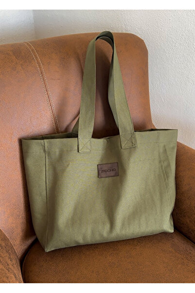 ZICCHO Haki Cepli Shopper Kanvas Çanta