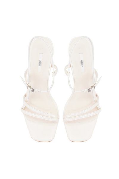 Desa Women's Ecru Patent Leather Heeled Sandals