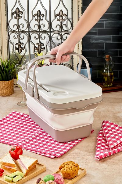 MHK Collection Folding Picnic Set |   Silicone Basket with Table 24 Lt Camping Bag