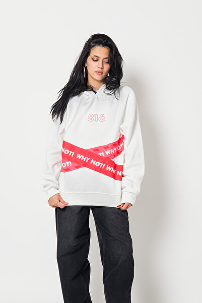 Bak Moda هودي أبيض فاخر للجنسين مطبوع باللون الوردي من Why Not v2