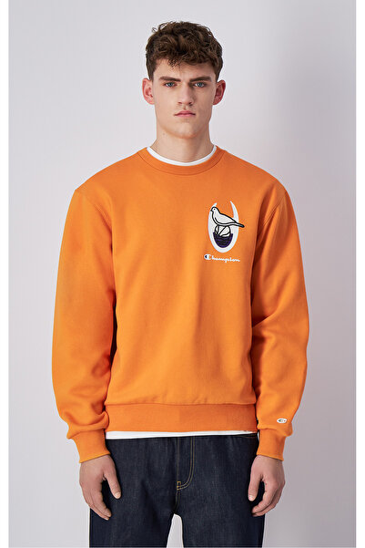 Champion سويت شيرت إيكو فيوتشر برقبة دائرية من القطن العضوي باللون البرتقالي ...