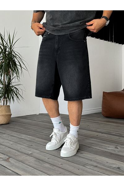 BYBASICMAN Black Antique Oversize Denim Shorts G-5002