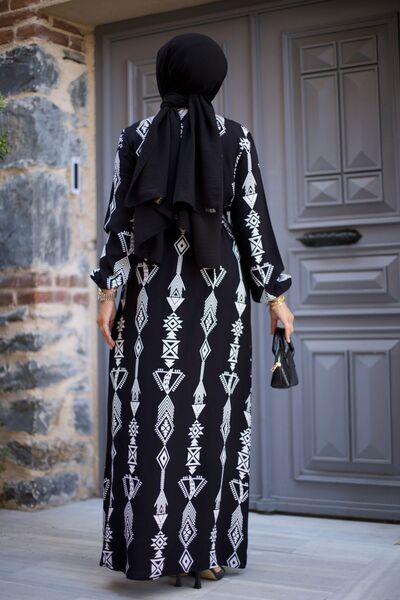 Sfg Life Moda Φόρεμα Viscose Hijab - Φούστα με λαιμόκοψη, κουμπιά και φύλλο