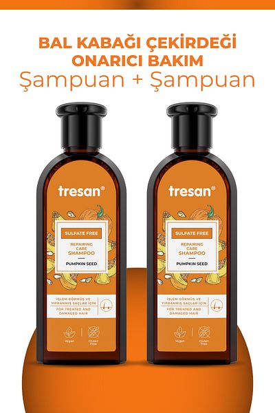 Tresan Pumpkin Seed - Sulfate-Free Repair Care Shampoo 300 ml x2 Pieces