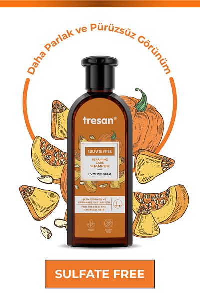 Tresan Pumpkin Seed Repairing Sulfate Free Care Shampoo 300 ml