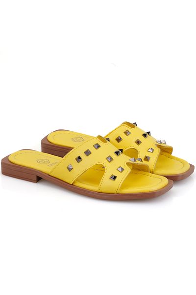 Desa Women's Yellow Leather Slippers