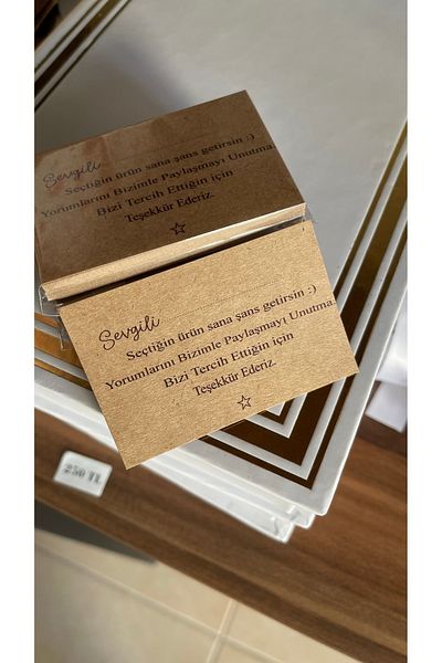 ButikSosyetik Kraft Dear Writing Thank You Card 50 Pcs