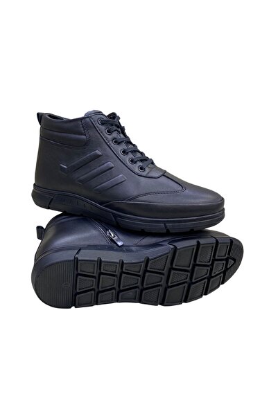 SULA BAĞCIKLI-FERMUARLI DERİ SİYAH İÇİ MİFLONLU KAUÇUK TABAN ERKEK BOT