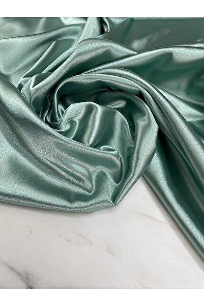 ipekkumaş Su Yeşili Düz Elbiselik İpek Saten Kumaş