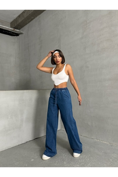 prova Blugi cu talie înaltă cu picioare late cu talie elastică MISSPA0384