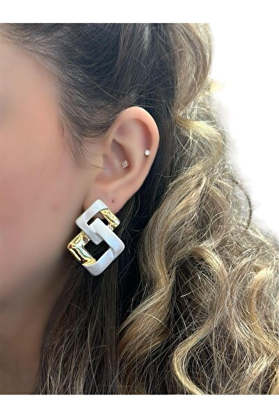 MyladyAccessoriess İki Renk Ve Mat Detay Sallantılı Küpe (Çelik)