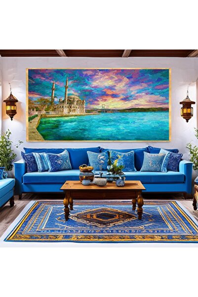 TabloLife İstanbul Yağlı Boya Dokulu Tablo Gold Çerçeve