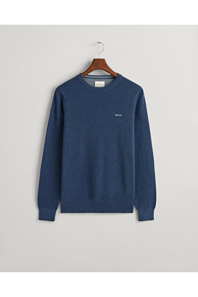 Gant Erkek Mavi Regular Fit Bisiklet Yaka Kazak