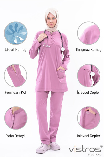 Vistros Medikal Tesettür Lüks Kaliteli Likralı Kadın Medikal Üniforma Doktor ...