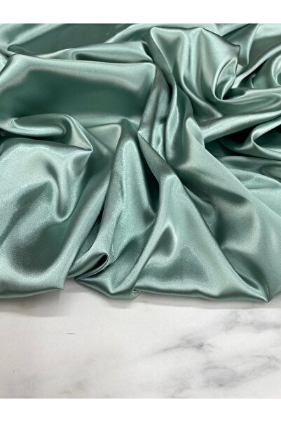 ipekkumaş Su Yeşili Düz Elbiselik İpek Saten Kumaş