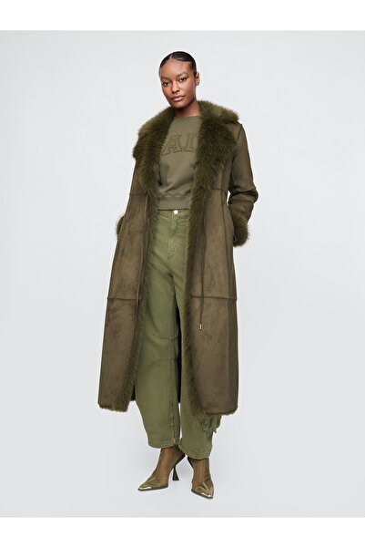 GAP Kadın Haki Gap × Cult Gaia Suni Vegan Süet Wrap Kaban