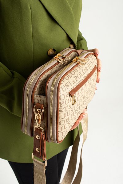 Just Polo New Season Suede Colorful Pattern Shoulder Bag