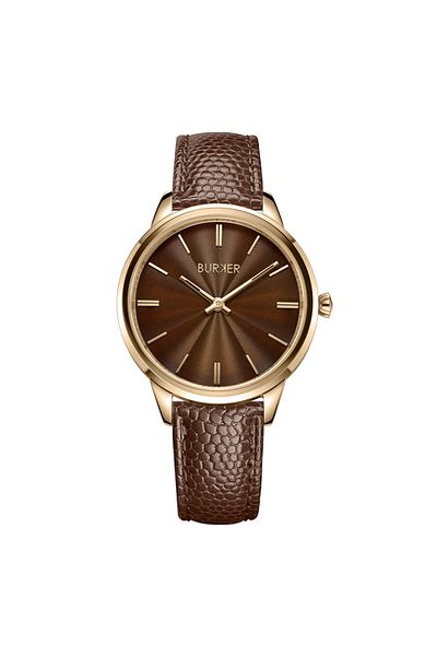 Burker Damenuhr Emily Gold Braun/braunes Leder