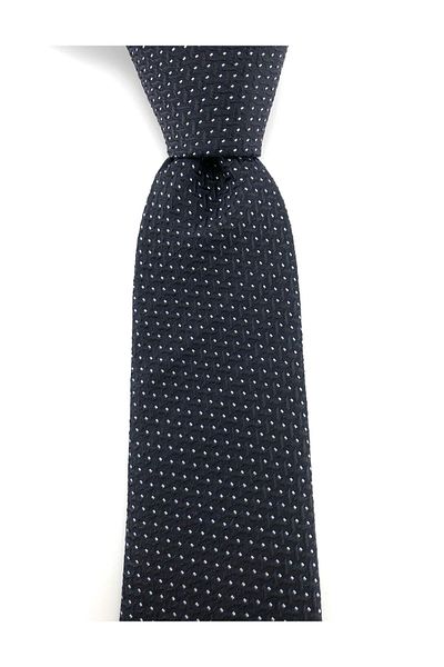 PİERRONİ Dark Navy White Dotted Slim Tie