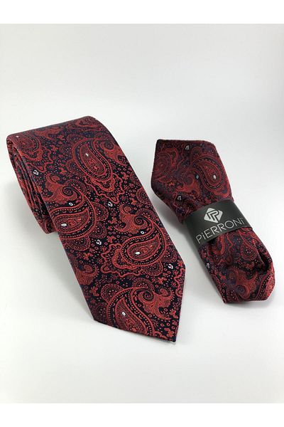 PİERRONİ Red Shawl Pattern Handkerchief Tie
