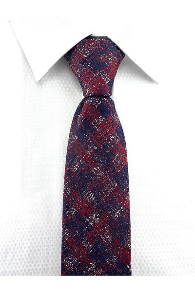 PİERRONİ Navy Blue Red Patterned Handkerchief Tie