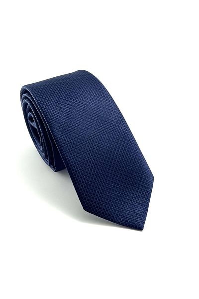 PİERRONİ Navy Blue Patterned Slim Tie
