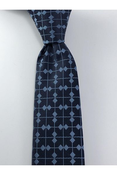 PİERRONİ Navy Blue Patterned Slim Tie