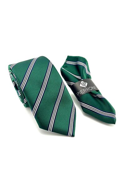 PİERRONİ Green Striped Model Handkerchief Tie