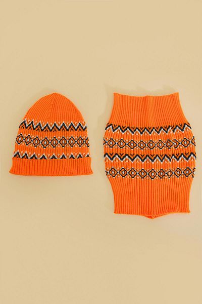 CHUBA Orange Patterned Children's Scarf and Beanie Set - Chkıds102