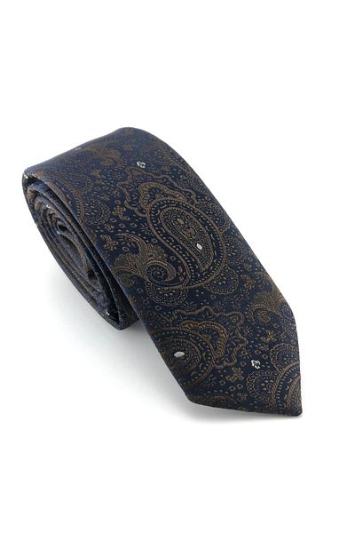 PİERRONİ Coffee Shawl Pattern Slim Tie