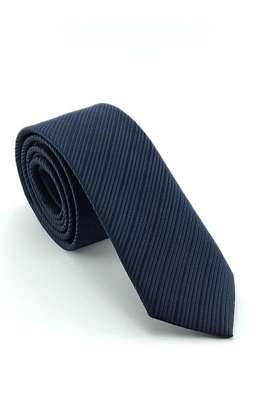 PİERRONİ Navy Blue Striped Slim Tie