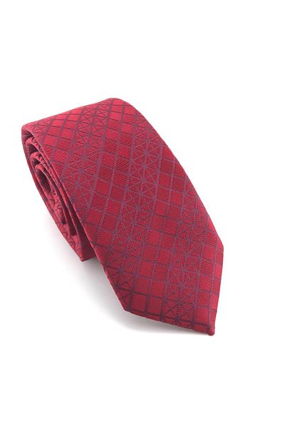 PİERRONİ Red Burgundy Patterned Slim Tie