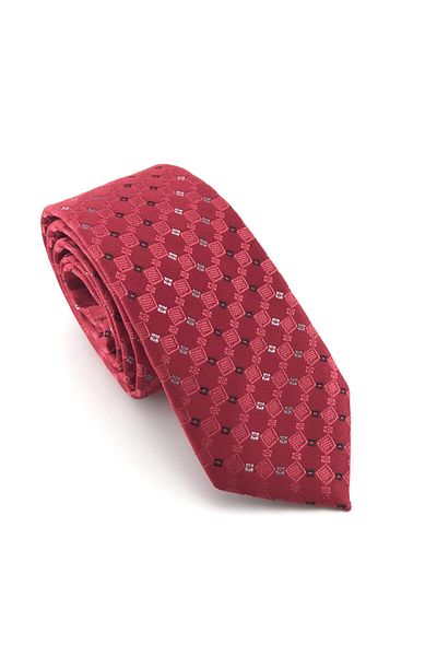 PİERRONİ Red White Black Patterned Slim Tie