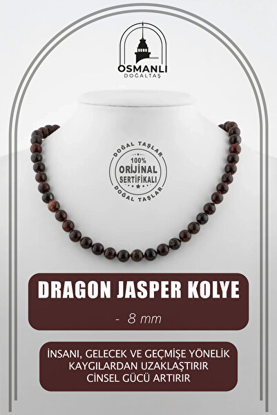 OSMANLI DOĞAL TAŞ Dragon Jasper 8 Mm Düğümlü Doğal Taş Kolye