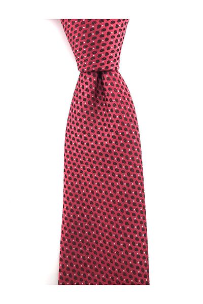 PİERRONİ Red Black White Patterned Slim Tie