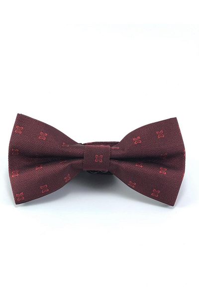 PİERRONİ Burgundy Red Patterned Bow Tie