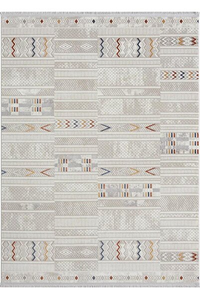 Karmen Halı Lotus 8573 Gri Halı Renkli iskandinav Desenli Modern İnce Akrilik...