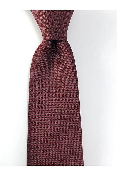 PİERRONİ Plain Burgundy Oxford Pattern Handkerchief Tie