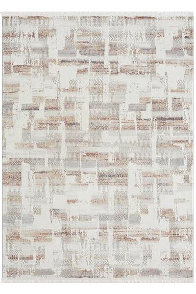 Karmen Halı Lotus 8576 Gri Halı Renkli Detay Modern Desenli İnce Akrilik Tozu...