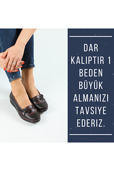 KAOF SHOES Kadın Bordo Renk Klasik Ayakkabı Ortopedik Anne Babet Ayakkabı Anne Ayakkabısı Kadın Günlük Ayakkabı