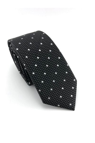 PİERRONİ Black and White Polka Dot Slim Tie