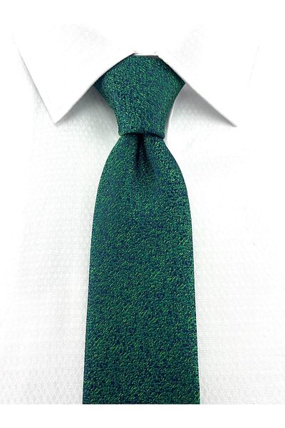 PİERRONİ P0400 Model Green Navy Blue Patterned Handkerchief Tie