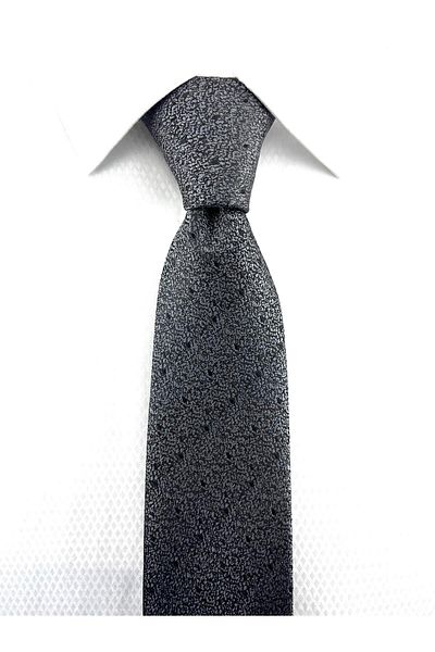 PİERRONİ Smoked Black Dotted Wipes Tie